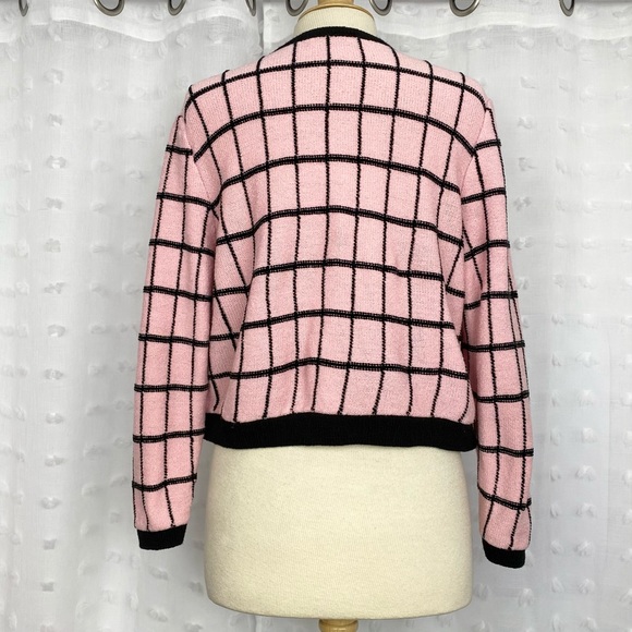 Vintage 80s 90s pink & black boxy sweater M - Picture 6 of 7